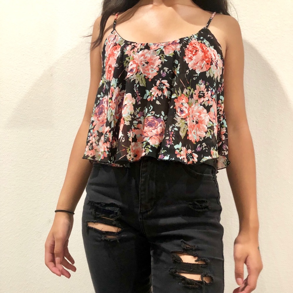 Papaya Floral Crop Top